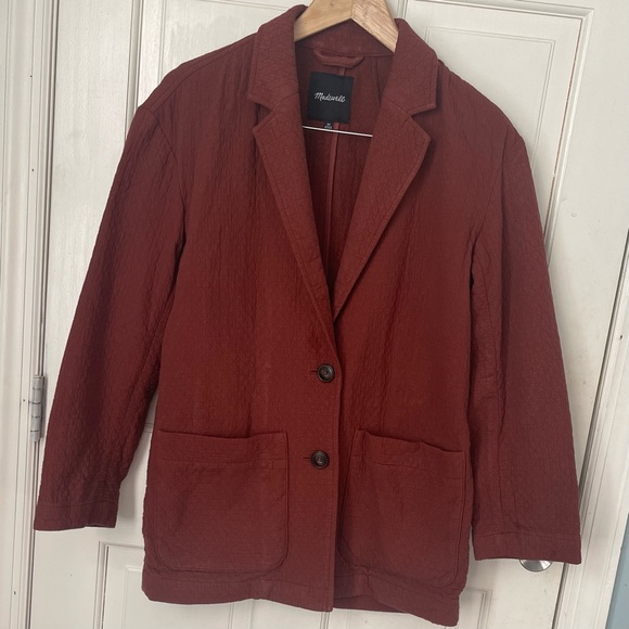 Madewell Diamond Jacquard Shaw Blazer Stained Mahogany Size XS Knit Casual - Picture 4 of 10